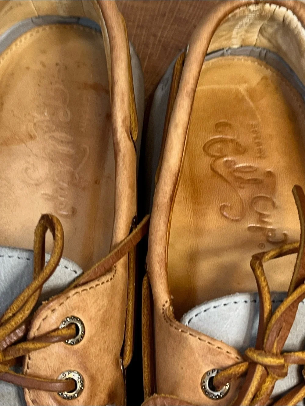 Sperry Gold Cup Boat Shoes 10.5M Tan Grey Nubuck Leather Authentic Original